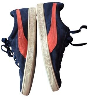 Puma Suede Classic Navy Blue Orange Stripe Sneakers Men's 8.5